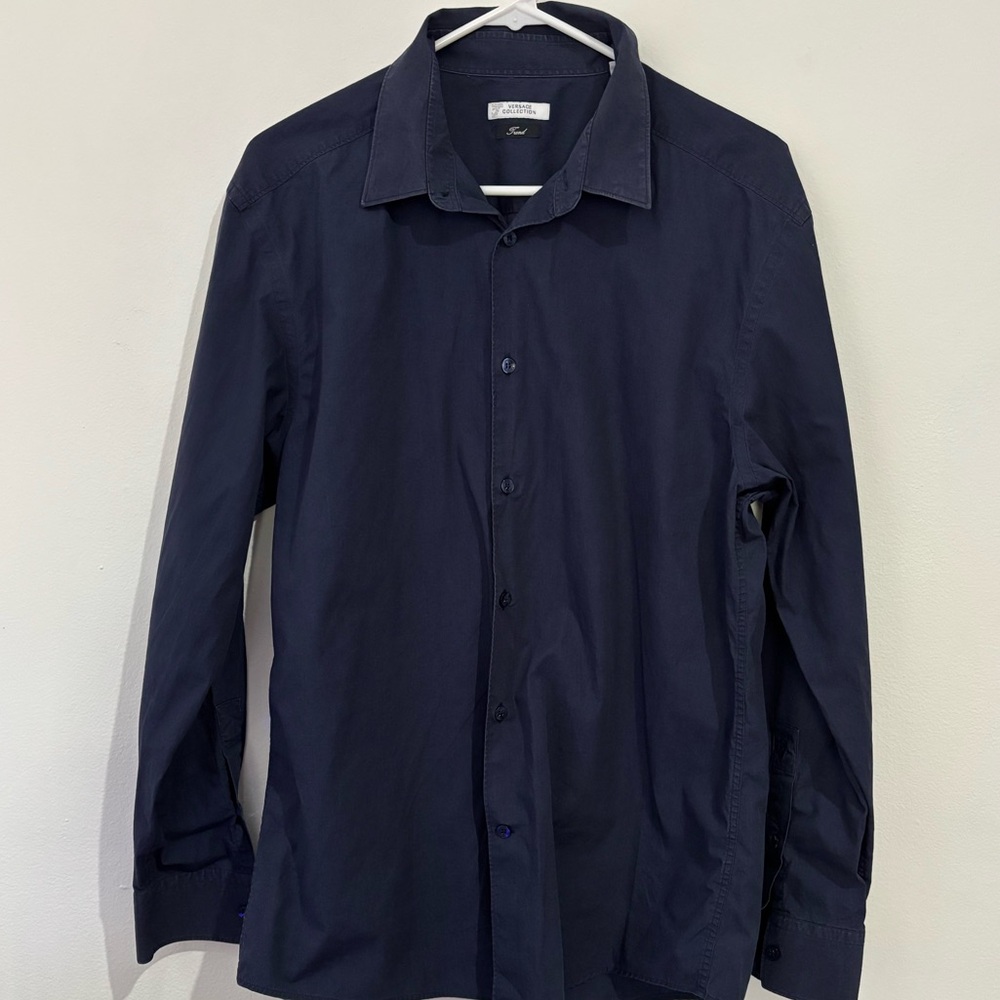 Versace Collection Navy Button Down Size 44